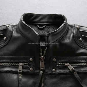 Nueva moda clásica motocicleta cuero chaleco Pu cuero de vaca Motorcade chaleco 6XL hombres cuero genuino chaquetas sin mangas - Product Image 6