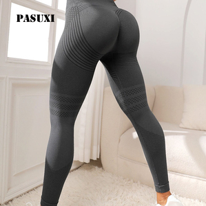 Leggings Deportivos para Mujer, Antibacterianos, Hasta el Tobillo, Cintura Alta, Sin Costuras, de Tela de Velour de Spandex/Nylon, Decorados con Diseño de Viento, para Gimnasio y Fitness - Product Image 6