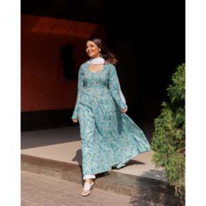 Ensemble de costume pour femme de haute qualité, style indien exclusif, décontracté, bleu marine, respirant, en coton tissé à la main, taille XS - Product Image 2