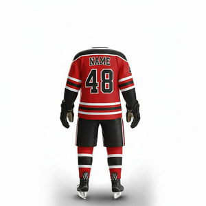 Maillots de hockey sur glace personnalisés imprimés en gros par l'usine OEM |   Uniformes de hockey d'équipe en maille respirante |   Couleur de logo personnalisée de haute qualité - Product Image 2