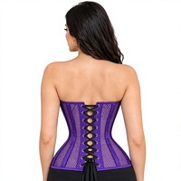 Corset Bustier Sculptant Violet Sans Bretelles en Maille, Personnalisable OEM, avec Fermeture à Crochets et Œillets, Effet Gainant et Maintien Ferme pour Femme - Vente en Gros