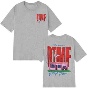 Camiseta Dime World Tour para Hombre, Gris, Manga Corta, Algodón, Cuello Redondo, Oversize, Transpirable, con Diseño Estampado - Product Image 1