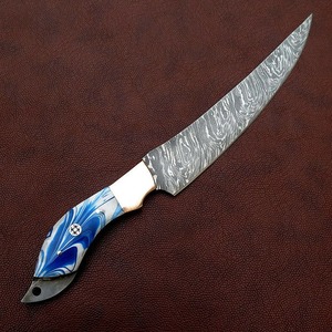 Cuchillo de Filetear Profesional de Acero de Damasco OEM |   Manija de Resina Personalizada con Pasadores y Cubierta de Latón, Servicio OEM - Product Image 6