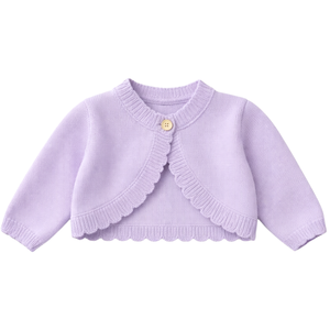 Bolero de Punto para Bebé en Color Lila Morado, Suéter Ligero de Algodón Suave de Manga Larga para Recién Nacidos, Bebés y Niños Pequeños - Product Image 1