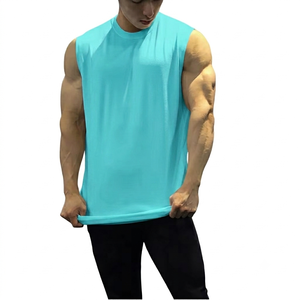 เสื้อกล้ามคอกลมผ้าฝ้าย 100% สีฟ้าอ่อน ทรงปกติ สำหรับผู้ชาย สวมใส่สบายๆ - Product Image 1