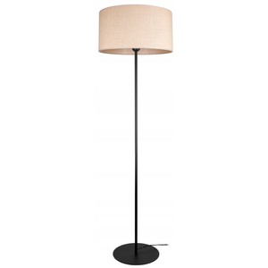 Lámpara de Pie Moderna de Metal Negro Industrial con Pantalla de Tela Beige - Product Image 2