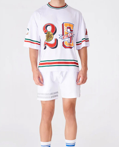 Ensemble T-shirt et short unisexe tendance, nouveau style coupé-cousu, personnalisable pour homme - Product Image 3