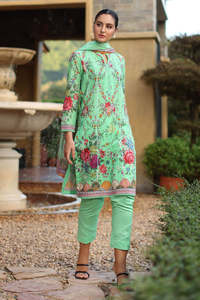 Vibrant Printed Lawn Cotton Fabric IndianPakistani Women's <b>Dress</b> Tradition Shalwar Kameez With Lace - Product Image 2