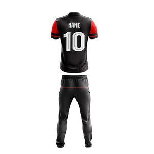 Uniforme de cricket Rouge Noir Couleur de contraste Uniforme de cricket de sublimation en matériau respirant et doux au toucher par RAMPUS INDUSTRIES - Product Image 3