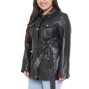 Veste en cuir pour femme, style motard ajusté, chic et durable, finition lisse de qualité supérieure, style vintage élégant, Solid Trader - Product Image 3