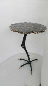 Break a leg <b>side</b> <b>table</b> sand cast metal <b>side</b> <b>table</b> septarian stone top <b>table</b> luxury <b>side</b> <b>table</b> designer accent <b>table</b> - Product Image 5