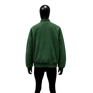 Chaqueta Varsity Verde Elegante para Hombre, Estilo Urbano Premium, Invierno, Algodón, Color Sólido, Cuello Camisero, Corte Regular, Informal, Otoño, Calidad - Product Image 2