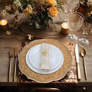 Assiettes de présentation rondes en acier inoxydable finition métallique, écologiques et modernes, lot de 100 pour la décoration de réceptions de mariage - Product Image 6