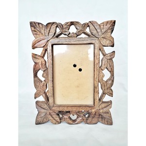 Ornate Handmade Wooden Photo <b>Frame</b> Rectangular Vertical Tabletop Decorative Carved Leaves Design - Product Image 4