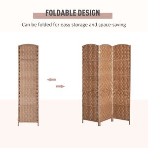 Divisorio per Stanza in Vimini a 3 Pannelli, 6 Piedi, Fatto a Mano, Autoportante, Schermo Pieghevole per Privacy, in Legno Naturale Leggero, Stile Antico - Product Image 5