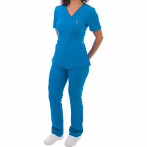 Unisex Nursing <b>Scrubs</b> Sets Women's Short Sleeve Winter Medical Uniforms Spandex Polyester Fabric for Hospitals - Product Image 6