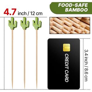 Stuzzicadenti Artigianali in Bambù a Forma di Cactus Verde, 100 Pezzi, 4.7 Pollici - Product Image 2