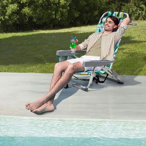 Sedia da Spiaggia 63*65*82cm in Tessuto Oxford Giallo Limone con Tubo in Alluminio Bianco Argento, Capacità 100kg - Product Image 2