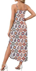Robe longue décontractée pour femme, robe d'été à bretelles spaghetti, tenue de plage hawaïenne - Product Image 3