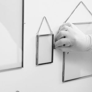 Modern Metal Hanging Photo <b>Frame</b> with Glass Front Minimalist Wall Decor Picture Display for Home Office Wholesale Custom <b>Frame</b> - Product Image 1