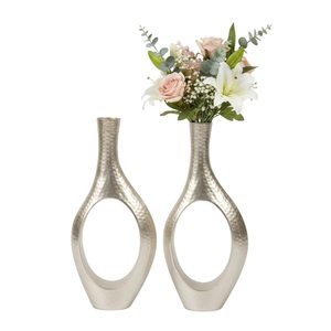 Moderno Florero de Aluminio Plateado de Diseño de Lujo para Decoración del Hogar, Florero Grande para Mesa o Suelo al Precio Más Bajo - Product Image 1