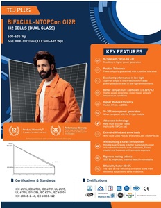 แผงโซลาร์เซลล์ TEJ PLUS 600W-635W แบบสองหน้า N-Type สำหรับ G12R ฮาล์ฟเซลล์ ประสิทธิภาพ 23.71% โครงอะลูมิเนียมอัลลอยด์เคลือบผิว กระจกสองชั้น - Product Image 6