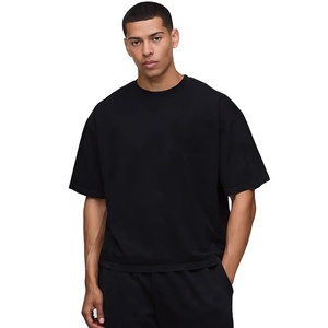 Camiseta de algodón holgada de secado rápido sólido de gran tamaño Formal de verano para hombre 100% Top de cuello de moda de lona pura - Product Image 1