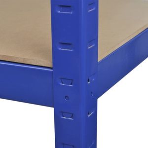 Étagère de rangement à 5 couches en acier bleu et bois d'ingénierie Unité durable et élégante pour organiser votre espace - Product Image 6