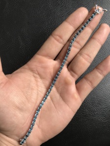 Bracelet tennis unisexe de haute qualité en argent sterling 925 avec topaze bleue de Londres naturelle ovale certifiée IGI, idéal pour les soirées - Product Image 5