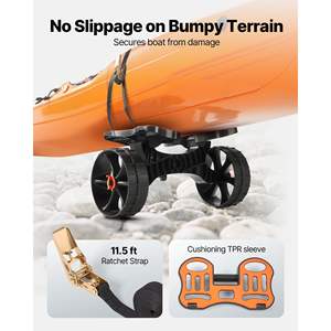 Carrito Plegable para Kayak con Capacidad de Carga de 300 Libras, Llantas de Goma Sólida de 10 Pulgadas, 1 Correa de Trinquete para Kayaks, Canoas, Botes Jon, Alfombrillas Flotantes - Product Image 4