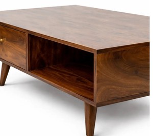 Mid-Century Modern Solid Wood <b>Coffee</b> <b>Table</b> with Drawer | Minimalist Living Room <b>Coffee</b> <b>Table</b> | Handcrafted Wooden <b>Coffee</b> <b>Table</b> - Product Image 3