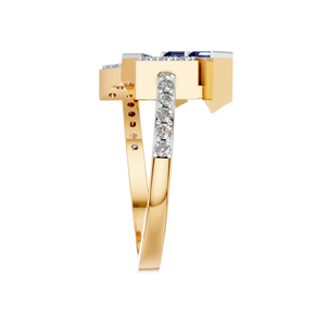 Bague de contournement en diamant saphir naturel Edgy Unique bijoux de cocktail en or 14K 18K pour les femmes certifiées IGI pour les fiançailles de mariage - Product Image 2