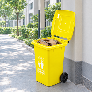 Commercial 100L Wheeled <b>Plastic</b> Trash Can Bulk Food Grade Waste <b>Bin</b> Supplier Warehouse School Yard Public Spot B2B - Product Image 1