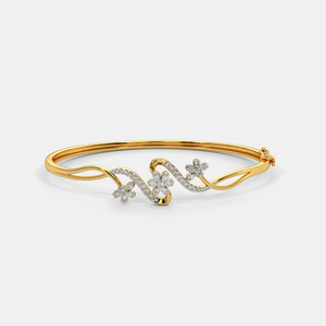 กำไลข้อมือทองคำประดับเพชรเพาะเลี้ยงรูปดอกไม้ที่งดงาม - Product Image 3