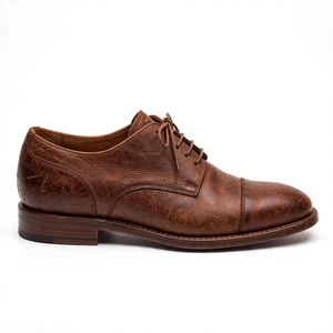 Chaussures habillées Oxford 100 % cuir marron premium pour hommes, à bout uni, à lacets, en cuir véritable, pour le bureau et les occasions professionnelles, de BD - Product Image 4