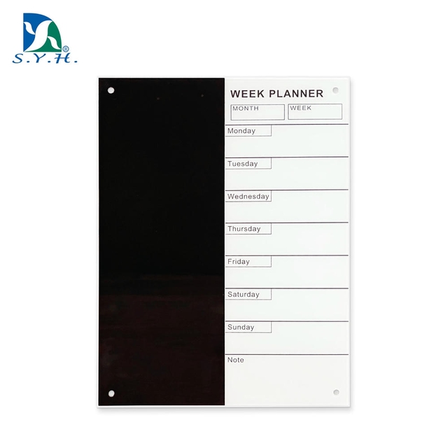 Taiwan Supplier Magnetic Glass Writing Board Erasable Message & Drawing Board with Weekly Planning Decor