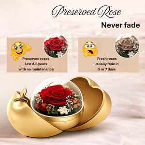 กล่องของขวัญดอกกุหลาบอมตะ ELVROGEST SA พร้อมสร้อยคอรูปหัวใจสีทอง ของขวัญสุดหรูสำหรับคุณแม่ ภรรยา แฟนสาว ในวันเกิดหรือวันวาเลนไทน์ - Product Image 3