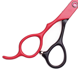 Tijeras de Peluquería Profesionales de 6 Pulgadas, Color Rojo y Negro, Acero Inoxidable, Duraderas, para Zurdos, para el Cuidado de la Barba - Product Image 4