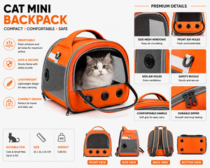 <b>Cat</b> Mini <b>Backpack</b> OEM ODM Custom Logo Breathable Portable Pet Carrier <b>Backpack</b> Direct Manufacturer - Product Image 2