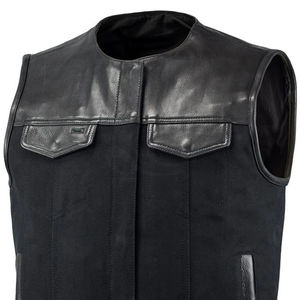 Gilet et veste pour homme grande taille, best-seller, design unique, en cuir noir, sans manches, chauffant, pour l'hiver, pour moto, avec poches avant - Product Image 3
