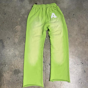 Pantalon de jogging vert pour homme, tricoté, respirant, à cordon de serrage très élastique, style décontracté, avec impression de lettres personnalisée en relief - Product Image 2