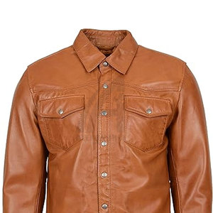 Custom Logo Design Plus Size Breathable Casual Winter Men <b>Leather</b> <b>Shirt</b> High Quality for Online Sale - Product Image 3