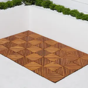 Baldosas de Madera de Acacia Sólida Entrelazadas para Jardín, Balcón y Patio - Product Image 1