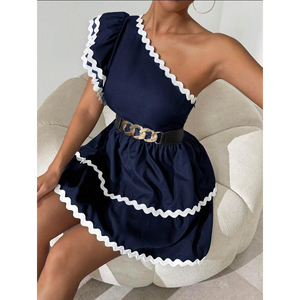 Elegante Vestido Mini con Volantes y un Solo Hombro para Mujer - Product Image 6