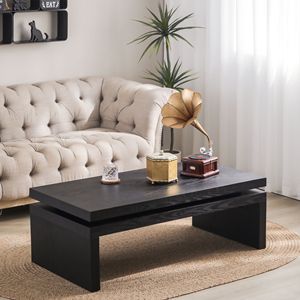 Table basse rectangulaire moderne en bois noir 47,6'' L x 23,6'' L x 16,3'' H pour cocktails et thé dans le salon - Product Image 1