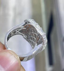 Bague Iced Out en Moissanite Baguette et Diamant VVS Taille Ronde, Style Cluster, pour Homme, Hip Hop, en Argent Sterling 925 - Product Image 6