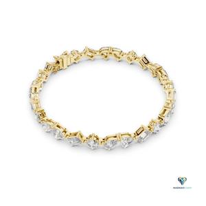 10.29 TCW Multi-Shape Lab Grown Diamond Bracelet in 14K <b>Solid</b> <b>Gold</b>, Round Heart Emerald Pear Marquise Link Bracelet, 6.5 Inch - Product Image 4