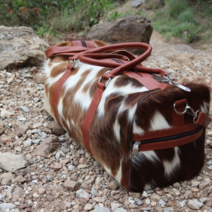 Sac de voyage en cuir de vachette, style personnalisé, sac de voyage en toile - Product Image 5