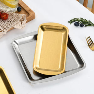 Vajilla Coreana Elegante de Acero Inoxidable, Bandejas Rectangulares para Servir, Aptas para Alimentos, Pulimentadas, Plato para Postre, Sushi, Uso en Restaurantes - Product Image 5