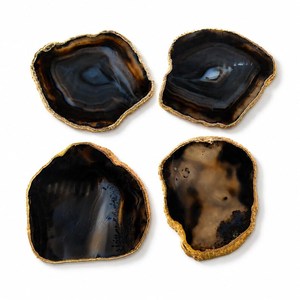 Natural Khayaldar Agate Stone <b>Coaster</b> with Gold Coating Luxury Gemstone <b>Drink</b> <b>Coaster</b> for Home Decor - Product Image 1
